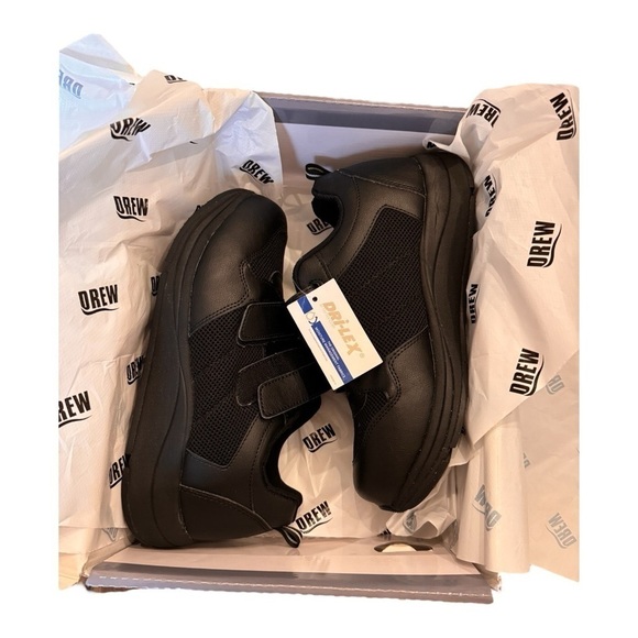 Drew Contest Hook and Loop Slip Resistant Athletic Shoe in Black NIB main image 3